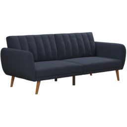 Novogratz Brittany Linen 3 Seater Navy Blue Sofa Bed with Wooden Legs - thumbnail 2