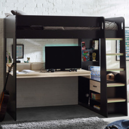 Julian Bowen Blaze Black and Pale Wood Gaming Bunk Bed with Storage - thumbnail 1