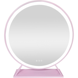 Round Standing Hollywood LED Mirror Pink