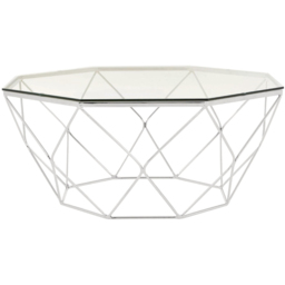 Premier Housewares Allure Chrome Tempered Glass Top Hexagon Coffee Table - thumbnail 2