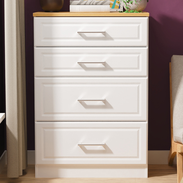 Crowndale Kent White Ash and Modern Oak 4 Drawer Deep Chest of Drawers Ready Assembled - image 1