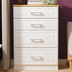 Crowndale Kent White Ash and Modern Oak 4 Drawer Deep Chest of Drawers Ready Assembled