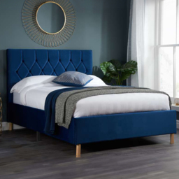 Loxley Blue Fabric Double Bed Frame
