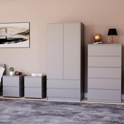 Vida Designs Denver 4 Piece Grey Bedroom Furniture Set
