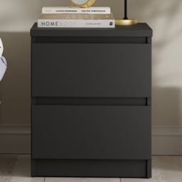 Furniture To Go Naia Matt Black 2 Drawer Bedside Table - thumbnail 1