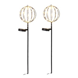 Pack of 2 Solar Sparkle Ball Stake Lights Black - thumbnail 3