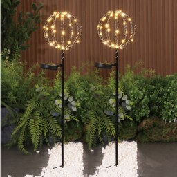 Pack of 2 Solar Sparkle Ball Stake Lights Black - thumbnail 1