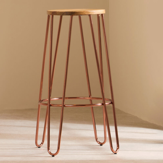 Premier Housewares District Rose Gold Wooden Top Bar Stool - image 1