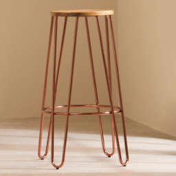 Premier Housewares District Rose Gold Wooden Top Bar Stool - thumbnail 1