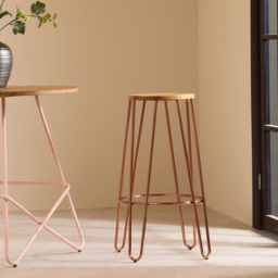 Premier Housewares District Rose Gold Wooden Top Bar Stool - thumbnail 3