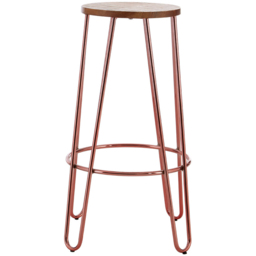Premier Housewares District Rose Gold Wooden Top Bar Stool - thumbnail 2