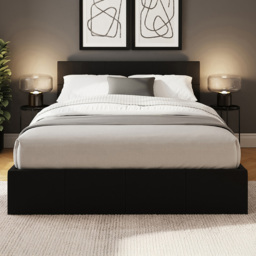 GFW Black King Size Faux Leather End Lift Ottoman Bed with Memory Pocket Spring Mattress