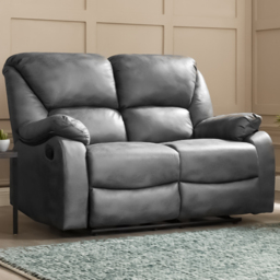 Home Detail Enoch 2 Seater Grey Faux Leather Manual Recliner Sofa