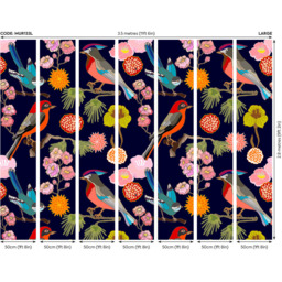 Origin Murals Floral Birds Blue Wall Mural - thumbnail 3