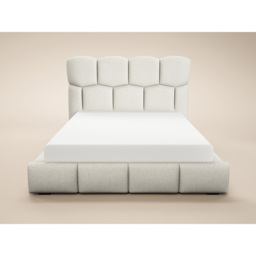 SOLACE+CO Irma King Size Cream Chenille Upholstered Marshmallow Bed with Padded Headboard - thumbnail 3
