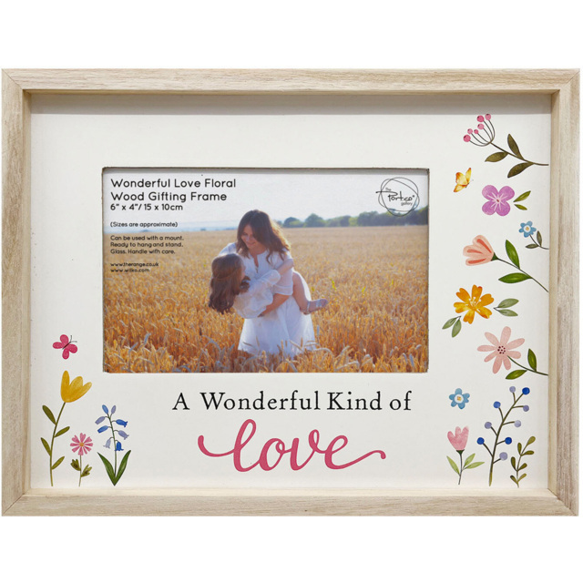 Wonderful Love Floral Wooden Photo Frame Natural - image 1
