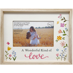 Wonderful Love Floral Wooden Photo Frame Natural