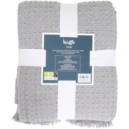 Waffle Cotton Throw Silver - thumbnail 3