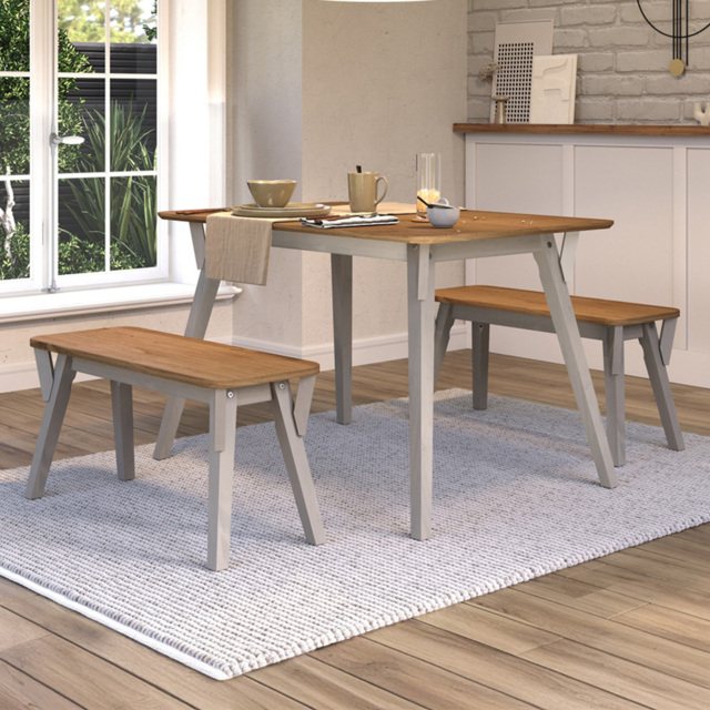 Core Products Corona 4 Seater Grey Rectangular Large Dining Bench Set - image 1