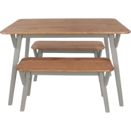 Core Products Corona 4 Seater Grey Rectangular Large Dining Bench Set - thumbnail 4
