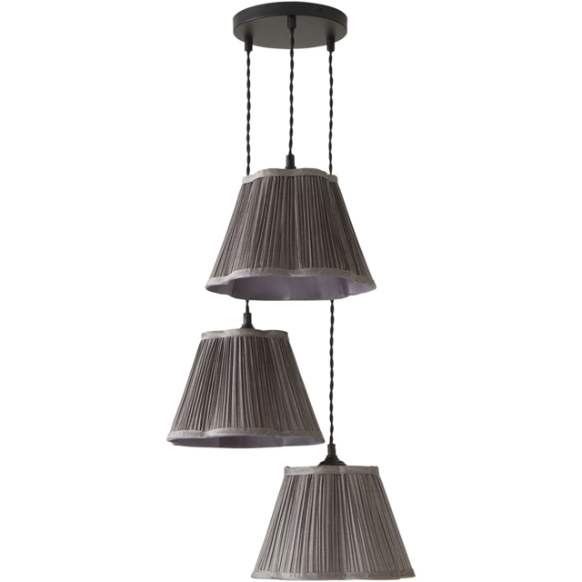 ValueLights Loralei 3 Drop Grey Pleated Faux Silk Ceiling Light - image 1