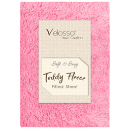 Velosso Double Deep Blush Teddy Fleece Fitted Sheet
