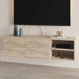 Decortie Conrad Travertine 2 Door 2 Shelf Wall-Mounted TV Stand - thumbnail 1
