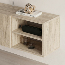 Decortie Conrad Travertine 2 Door 2 Shelf Wall-Mounted TV Stand - thumbnail 3