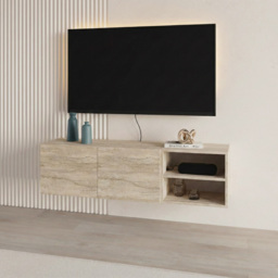 Decortie Conrad Travertine 2 Door 2 Shelf Wall-Mounted TV Stand - thumbnail 4