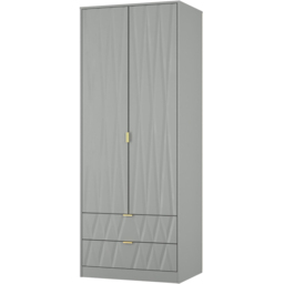 Crowndale Diamond 2 Door 2 Drawer Dusk Grey Tall Wardrobe Ready Assembled - thumbnail 2