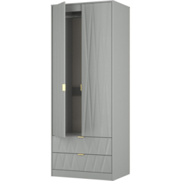 Crowndale Diamond 2 Door 2 Drawer Dusk Grey Tall Wardrobe Ready Assembled - thumbnail 4