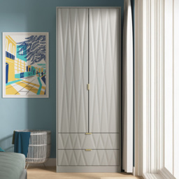Crowndale Diamond 2 Door 2 Drawer Dusk Grey Tall Wardrobe Ready Assembled