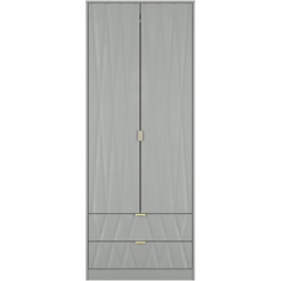 Crowndale Diamond 2 Door 2 Drawer Dusk Grey Tall Wardrobe Ready Assembled - thumbnail 3