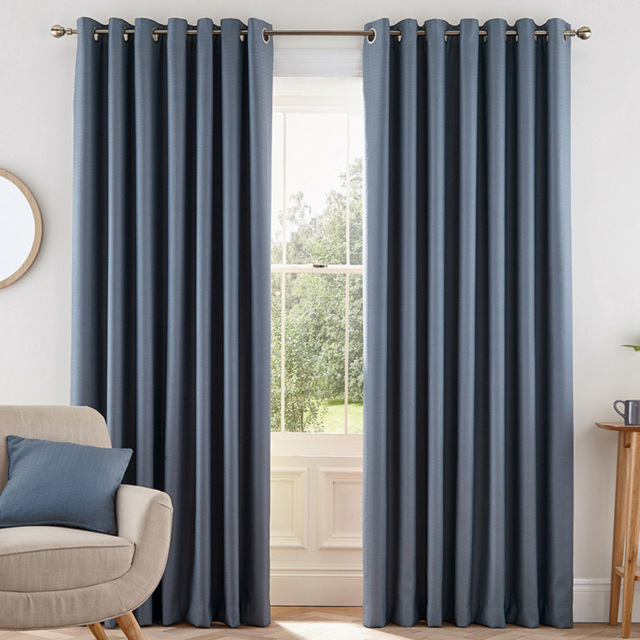 Helena Springfield Eden Lined Blue Eyelet Curtains 229 x 183cm - image 1