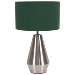 ValueLights Jax Forest Green Shade Brushed Chrome Touch LED Table Lamp