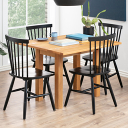 Florence Kenley Riano Oak and Black 4 Seater 45-90cm Extendable Dining Set