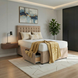 DS Living Casia Mink Single Plush Velvet Divan Bed with 2 Drawer - thumbnail 4