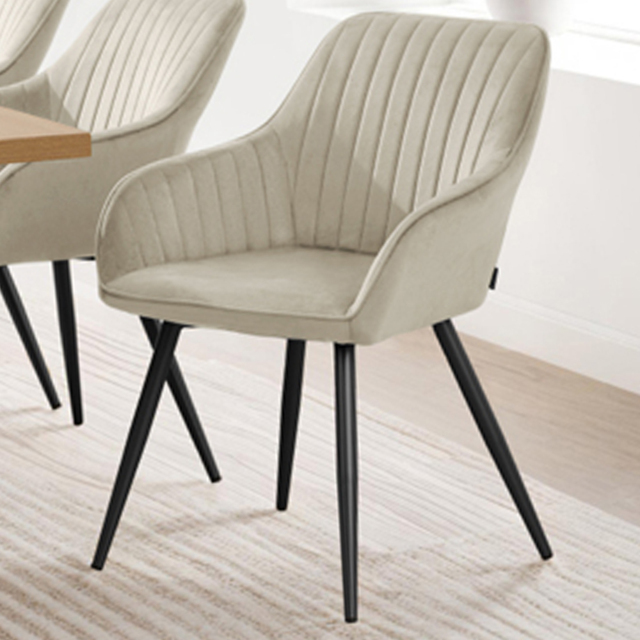 tectake Marilyn Cream Black Quilted Velvet Dining Chair - image 1