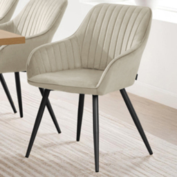 tectake Marilyn Cream Black Quilted Velvet Dining Chair