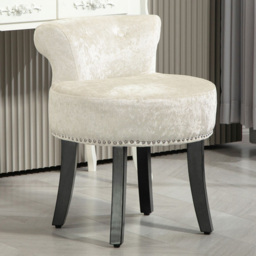 Portland Beige Vanity Seat Dressing Table Stool with Rubber Wood Legs - thumbnail 1