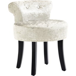 Portland Beige Vanity Seat Dressing Table Stool with Rubber Wood Legs - thumbnail 2