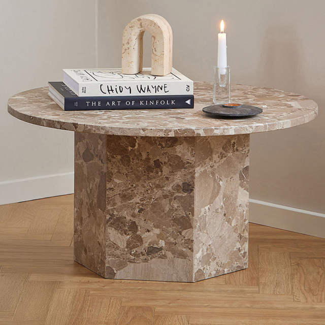 Florence Naxos Brown Marble Round Coffee Table - image 1