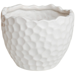 Ivyline Kew White Ceramic Botanical Textured Matt Satin Glaze Indoor Planter 21cm - thumbnail 1