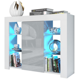 Creative Furniture Harbor White and Grey Gloss Single Door 6 Shelf Sideboard with LED - thumbnail 3