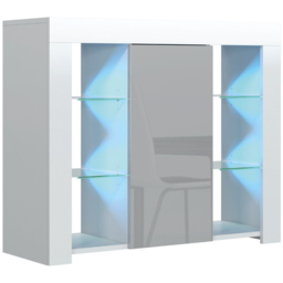 Creative Furniture Harbor White and Grey Gloss Single Door 6 Shelf Sideboard with LED - thumbnail 4