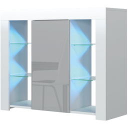 Creative Furniture Harbor White and Grey Gloss Single Door 6 Shelf Sideboard with LED - thumbnail 2