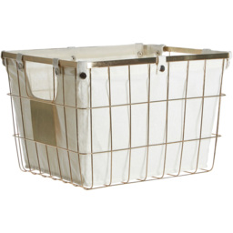 Premier Housewares Large Gold Iron Wire Storage Basket - thumbnail 2