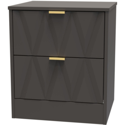 Crowndale Las Vegas 2 Drawer Graphite Bedside Table Ready Assembled - thumbnail 2