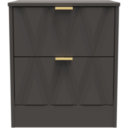 Crowndale Las Vegas 2 Drawer Graphite Bedside Table Ready Assembled - thumbnail 3