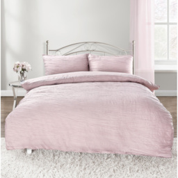 Velosso Calais King Size Crinkle Pink Duvet and Pillowcase Set